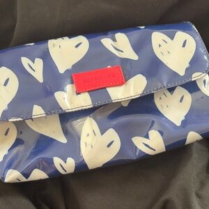 Bath and Body Works Heart Print Fold-Over Clutch with Pink Accent